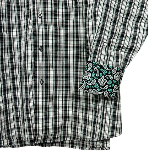 Wrangler George Strait Relaxed Fit Stretch Button Shirt New $60 BL/GR/WH 1123527 - Picture 4 of 5